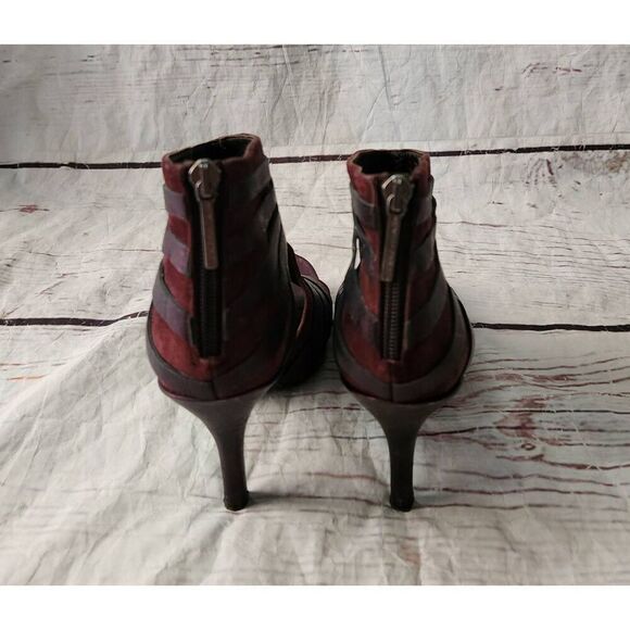 Donald J Pliner Gladiz Platform Burgundy Suede and Leather Heeled Sandals Size 8 - Picture 5 of 9